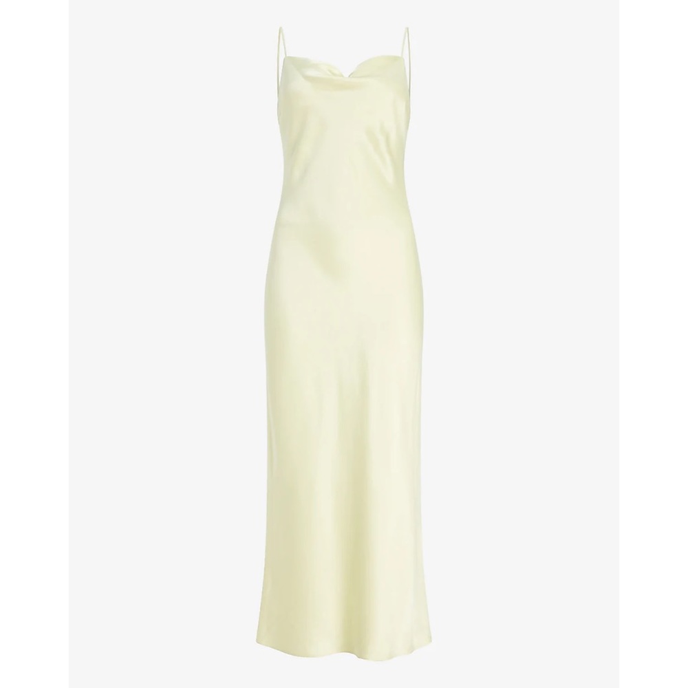 Express Satin Slip Dress in Pale Yellow - Picture 2 of 5